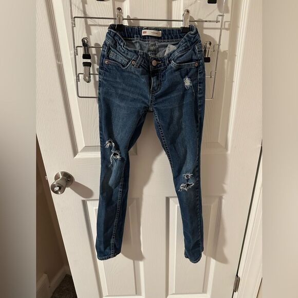 Levi’s Girls 711 Skinny Destructed Jeans - Size 8 - Picture 1 of 9